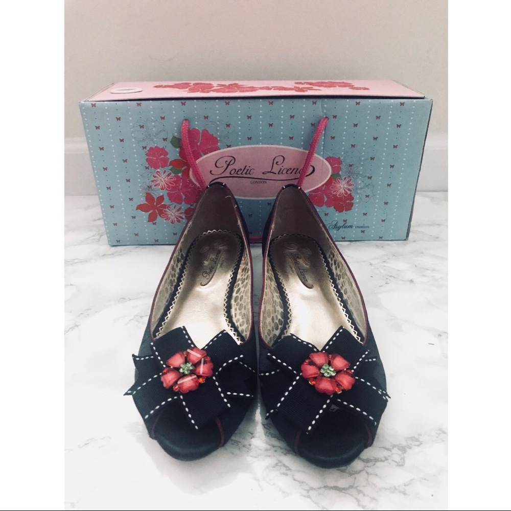 Poetic License Navy Satin Flats